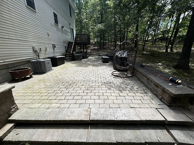 Patio after professional hardscaping and paver restoration in Stroudsburg PA